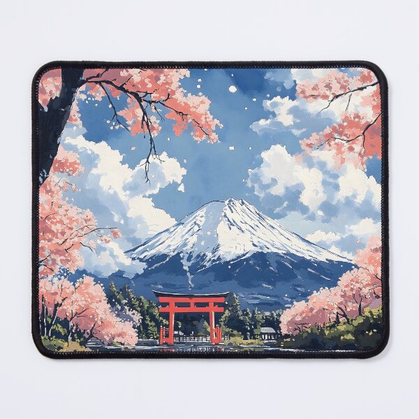 Item preview, Japanese Pagoda Autumn Cliffs Bridge Lake Mountain Tranquility designed and sold by mildaclairmo.