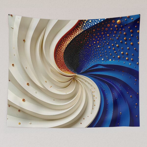 Item preview, Dynamic Swirl of Colors in Blue Gold and White designed and sold by Vicky Brago-Mitchell®.