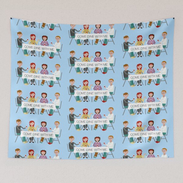Item preview, “Come Dine With Me” Dinner Table (on Blue) designed and sold by PawsitiveMum3.