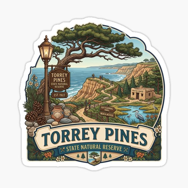 Item preview, Torrey Pines State Natural Reserve California Vintage Emblem designed and sold by LittleArij.