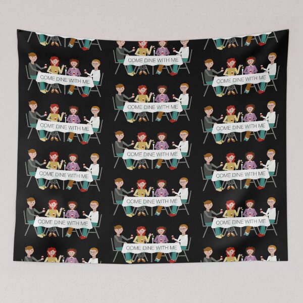 Item preview, “Come Dine With Me” Dinner Table (on Black) designed and sold by PawsitiveMum3.
