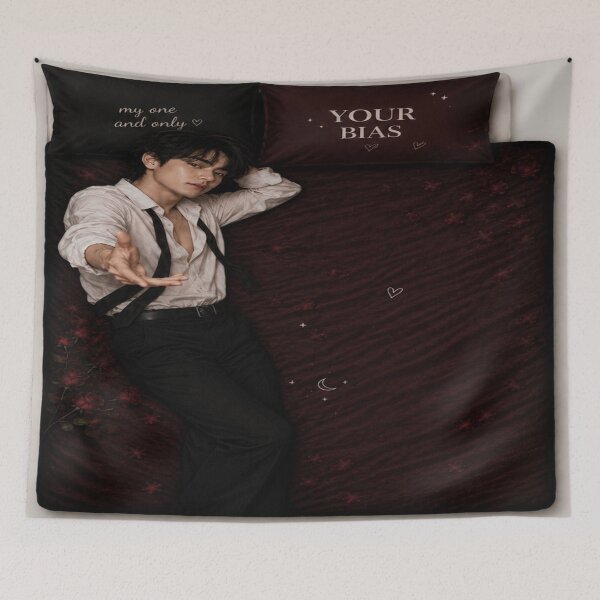 Item preview, Taehyung Your Bias Burgundy K-Pop Duvet designed and sold by Boreal Apparel.