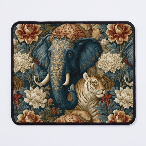 Item preview, Vintage Gold Elephant Regal Tiger Floral Pattern By Moose Disco designed and sold by MooseDisco.