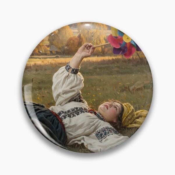 Item preview, Indian Summer Woman with Pinwheel - Polish Folk Art designed and sold by Surviving Monday Club.