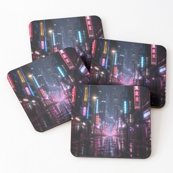 Item preview, Cyberpunk City at Night – Neon Futuristic Street in the Fog Tapestry designed and sold by cozeecore.