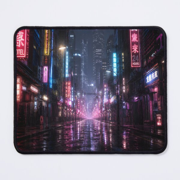 Item preview, Cyberpunk City at Night – Neon Futuristic Street in the Fog Tapestry designed and sold by cozeecore.