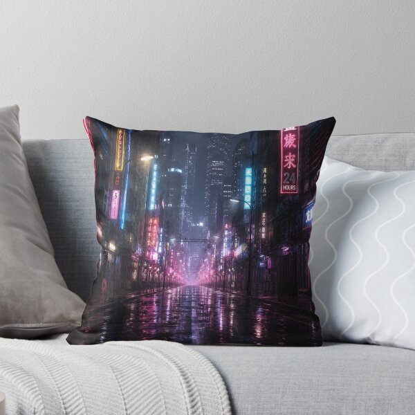 Item preview, Cyberpunk City at Night – Neon Futuristic Street in the Fog Tapestry designed and sold by cozeecore.