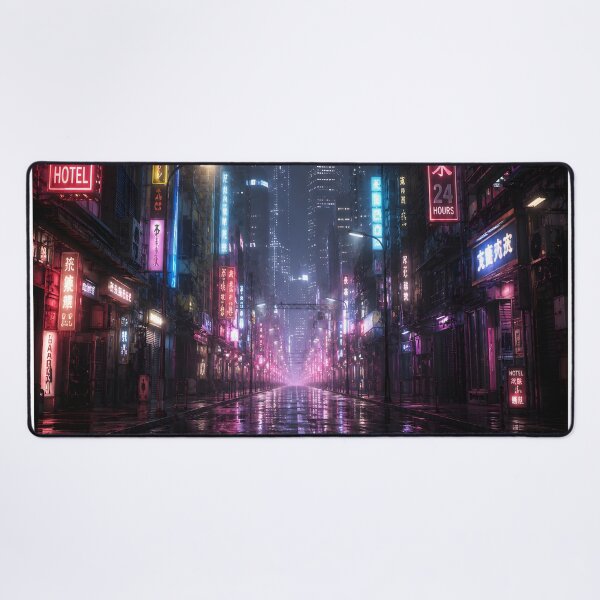 Item preview, Cyberpunk City at Night – Neon Futuristic Street in the Fog Tapestry designed and sold by cozeecore.