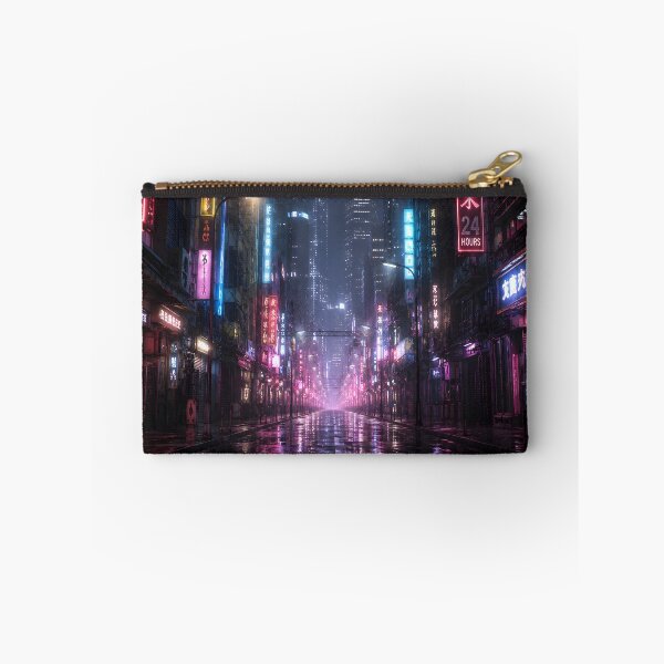 Item preview, Cyberpunk City at Night – Neon Futuristic Street in the Fog Tapestry designed and sold by cozeecore.