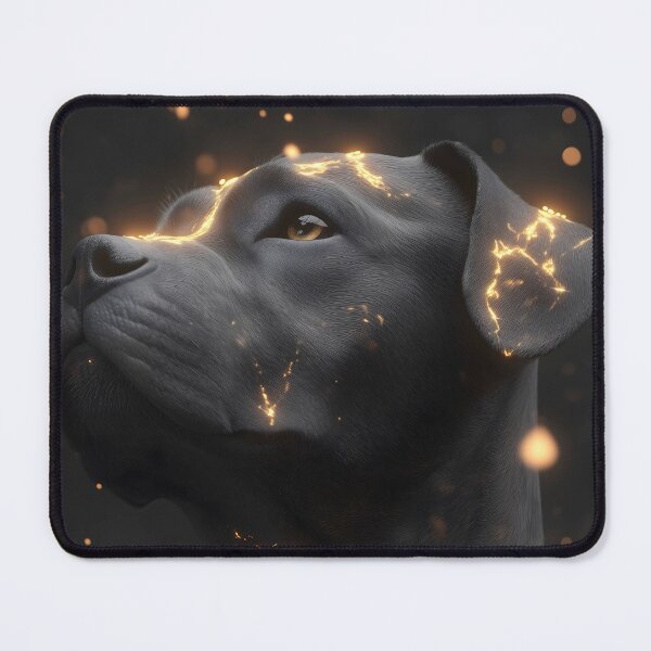 Item preview, Pit Bull Dog Glowing Gold Cyber Guardian designed and sold by mildaclairmo.