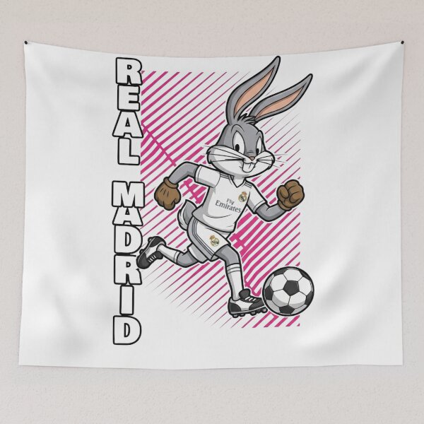 Item preview, Funny Bunny Football Player Real Madrid Style Soccer Art designed and sold by annaarthk.