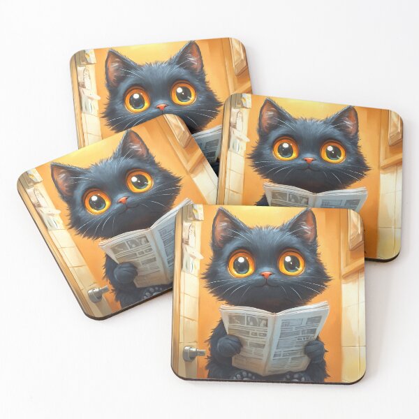 Item preview, Bombay Cat Newspaper Reader Bathroom Kawaii Black Cat designed and sold by mildaclairmo.