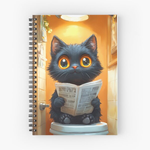 Item preview, Bombay Cat Newspaper Reader Bathroom Kawaii Black Cat designed and sold by mildaclairmo.
