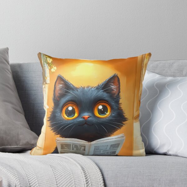 Item preview, Bombay Cat Newspaper Reader Bathroom Kawaii Black Cat designed and sold by mildaclairmo.