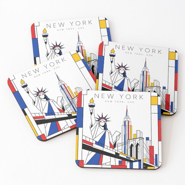 Item preview, New York Mondrian style poster 3D  designed and sold by CMYKStudio.
