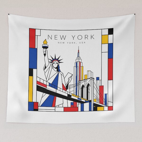 Item preview, New York Mondrian style poster 3D  designed and sold by CMYKStudio.