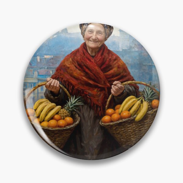 Item preview, Warsaw Fruit Seller - Tropical Oranges Bananas Pineapples designed and sold by Surviving Monday Club.