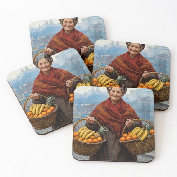 Item preview, Warsaw Fruit Seller - Tropical Oranges Bananas Pineapples designed and sold by Surviving Monday Club.
