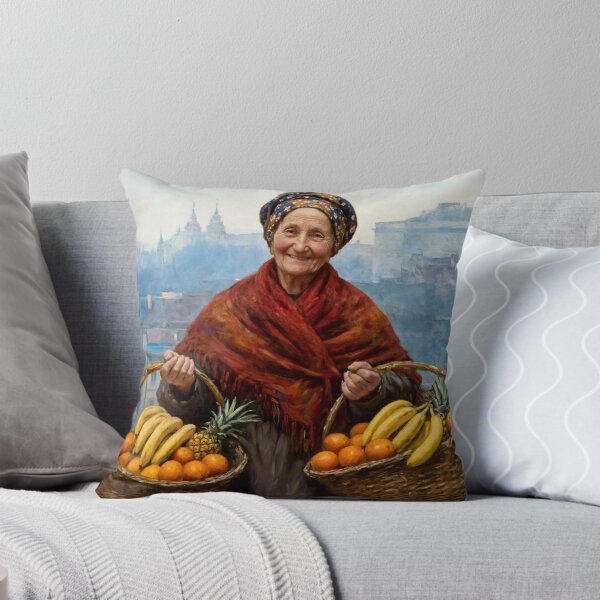 Item preview, Warsaw Fruit Seller - Tropical Oranges Bananas Pineapples designed and sold by Surviving Monday Club.