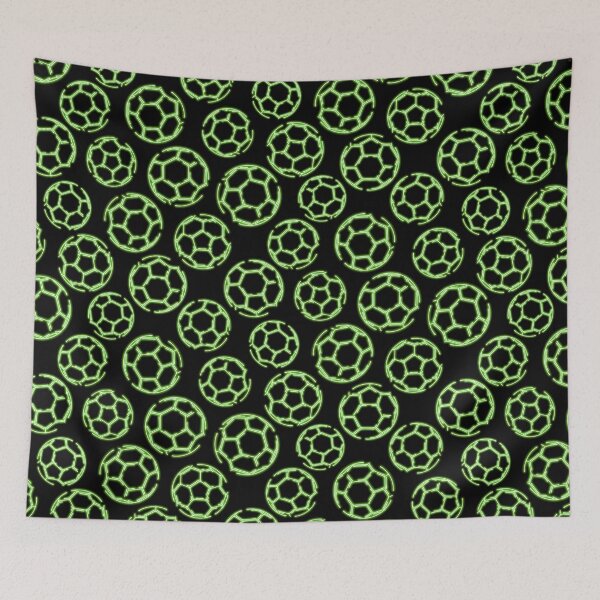 Item preview, Bright green neon glow line art sketch soccer balls designed and sold by katzdzynes.
