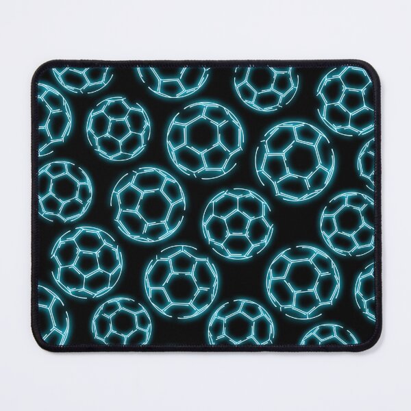 Item preview, Blue neon glow line art sketch soccerballs designed and sold by katzdzynes.