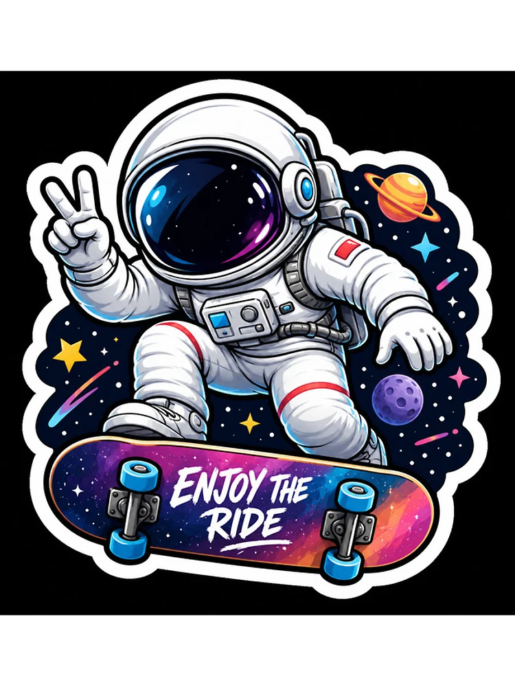 Thumbnail 4 of 4, iPhone Case, Astronaut Enjoy The Ride Sticker designed and sold by Rajvarwal.