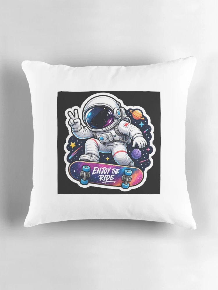 Thumbnail 3 of 4, Pillow, Astronaut Enjoy The Ride Sticker designed and sold by Rajvarwal.