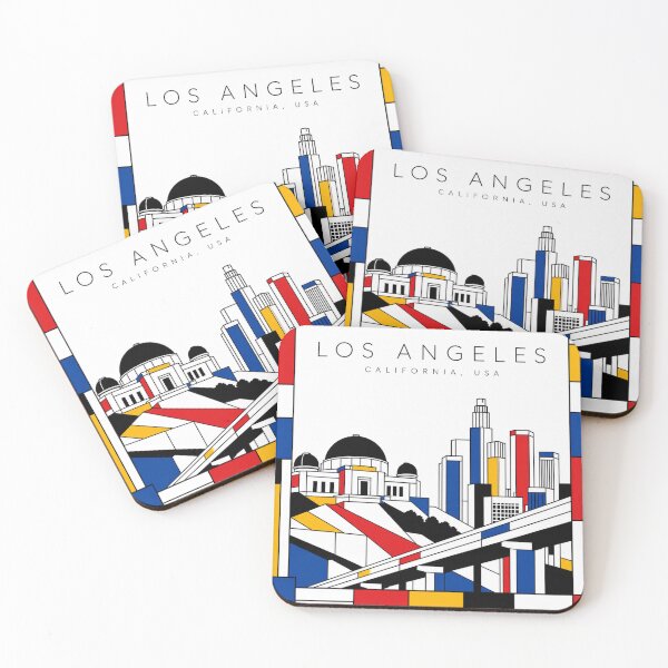 Item preview, Los Angeles Mondrian style poster 3D designed and sold by CMYKStudio.