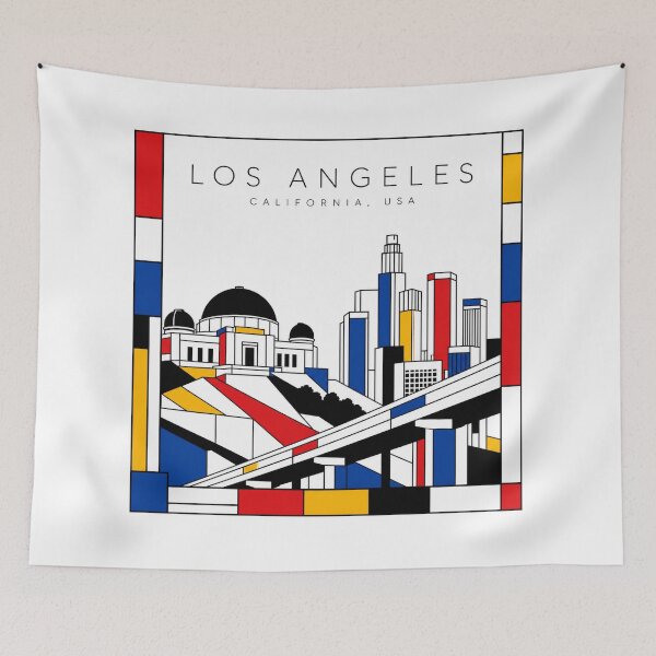 Item preview, Los Angeles Mondrian style poster 3D designed and sold by CMYKStudio.