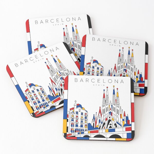 Item preview, Barcelona Mondrian style poster 3D designed and sold by CMYKStudio.