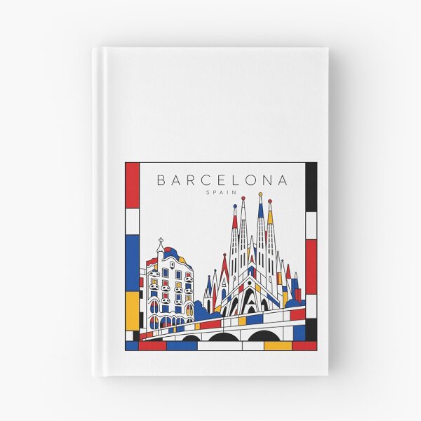 Aperçu de l'œuvre Affiche 3D style Mondrian de Barcelone créée et vendue par CMYKStudio.