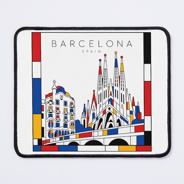 Item preview, Barcelona Mondrian style poster 3D designed and sold by CMYKStudio.