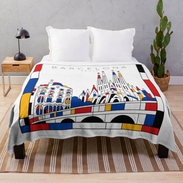 Item preview, Barcelona Mondrian style poster 3D designed and sold by CMYKStudio.