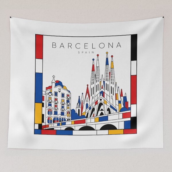 Item preview, Barcelona Mondrian style poster 3D designed and sold by CMYKStudio.