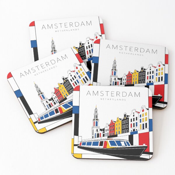 Item preview, Amsterdam Mondrian style poster 3D designed and sold by CMYKStudio.