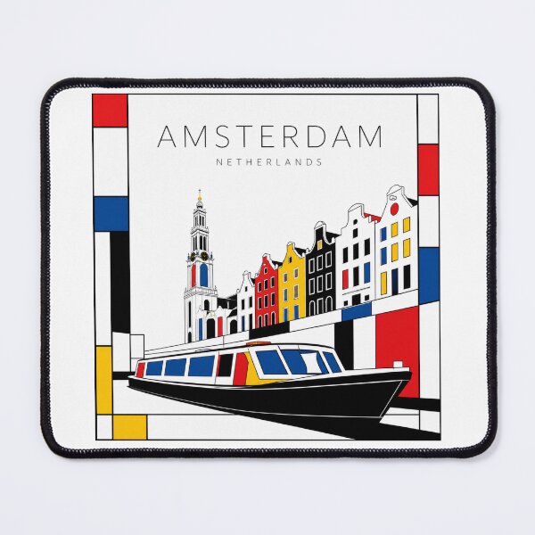 Item preview, Amsterdam Mondrian style poster 3D designed and sold by CMYKStudio.