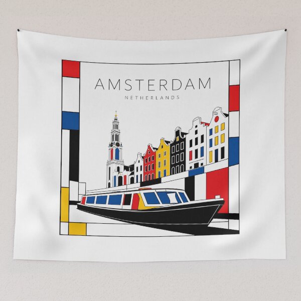 Item preview, Amsterdam Mondrian style poster 3D designed and sold by CMYKStudio.