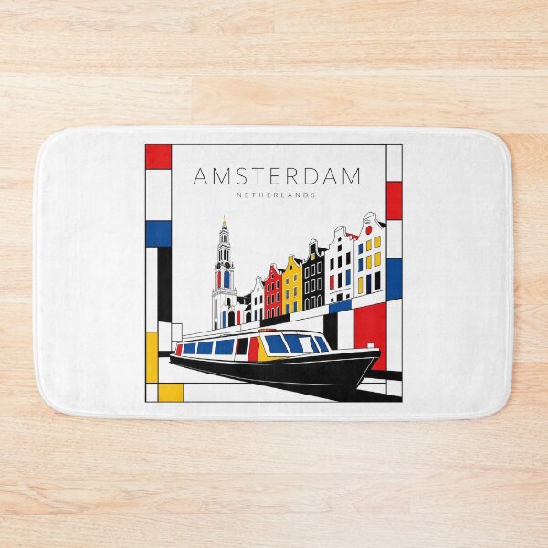 Artikelvorschau, Amsterdamer Poster im Mondrian-Stil, 3D entworfen und verkauft von CMYKStudio.