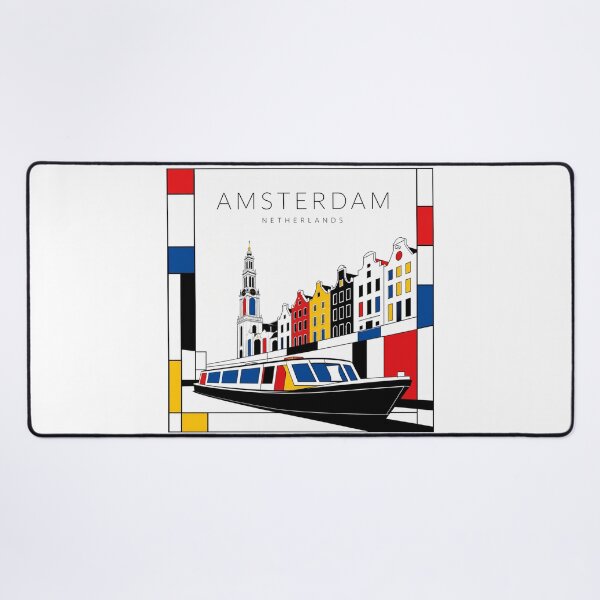Item preview, Amsterdam Mondrian style poster 3D designed and sold by CMYKStudio.
