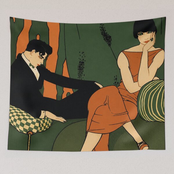 Item preview, Boredom - Vintage Art Deco Lounge Illustration for Retro Fashion Lovers designed and sold by RickE.