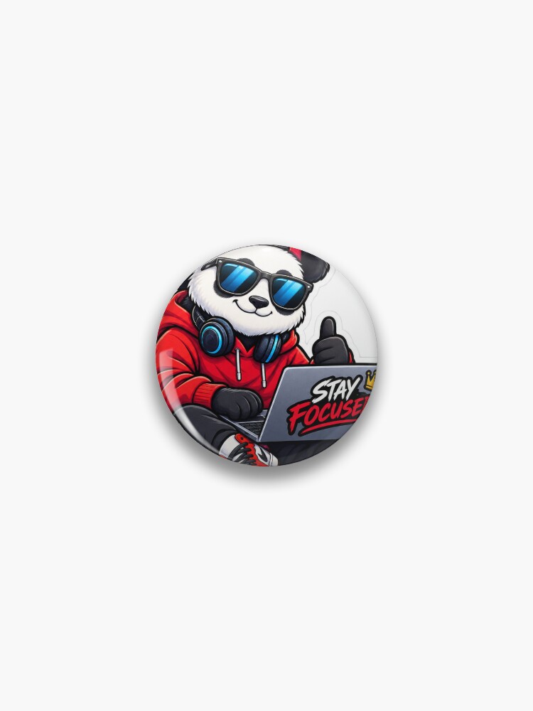 Thumbnail 1 of 3, Pin, Stay Focused Panda designed and sold by Rajvarwal.