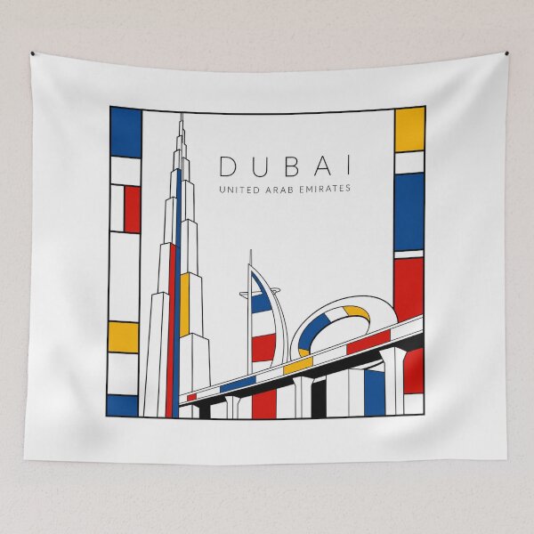 Item preview, Dubai Mondrian style poster 3D designed and sold by CMYKStudio.