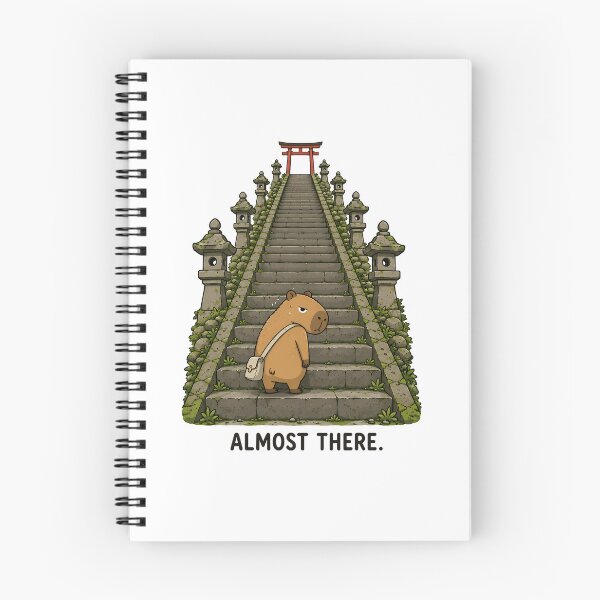Item preview, Almost There – Tired Capybara Climbing Endless Stairs designed and sold by LazyPaw Design.