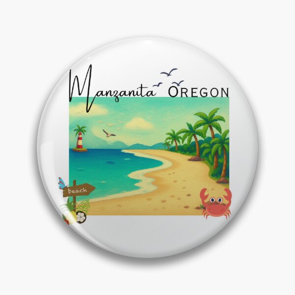 Item preview, Manzanita Oregon Beach Sunset Lighthouse Palm Trees Coastal Design designed and sold by DonnaRaine.
