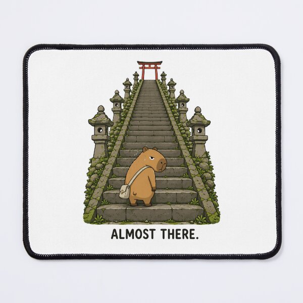 Item preview, Almost There – Tired Capybara Climbing Endless Stairs designed and sold by LazyPaw Design.