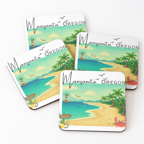 Item preview, Manzanita Oregon Beach Sunset Lighthouse Palm Trees Coastal Design designed and sold by DonnaRaine.