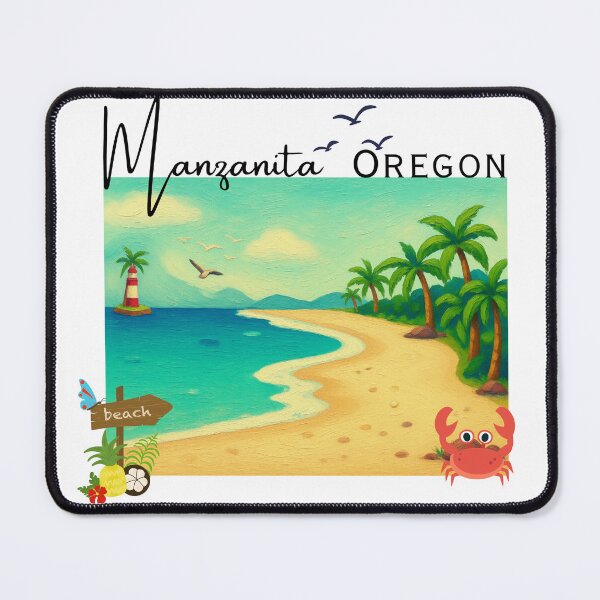 Item preview, Manzanita Oregon Beach Sunset Lighthouse Palm Trees Coastal Design designed and sold by DonnaRaine.