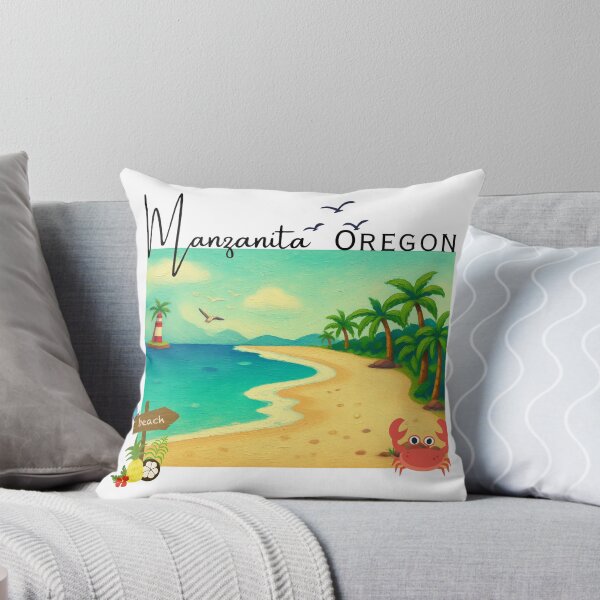 Item preview, Manzanita Oregon Beach Sunset Lighthouse Palm Trees Coastal Design designed and sold by DonnaRaine.