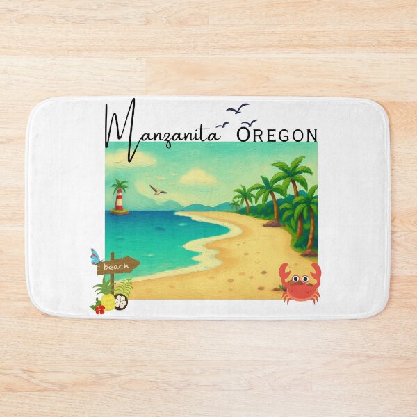 Item preview, Manzanita Oregon Beach Sunset Lighthouse Palm Trees Coastal Design designed and sold by DonnaRaine.