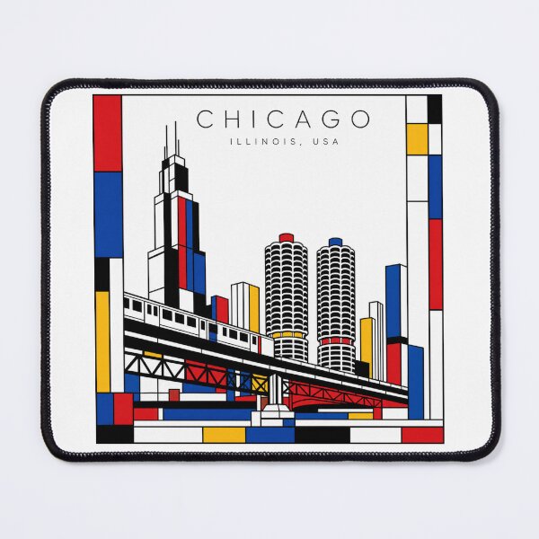 Item preview, Chicago Mondrian style poster 3D designed and sold by CMYKStudio.